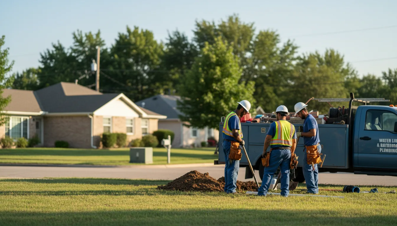 Residential water line and bathroom plumbing service in Kismet, KS